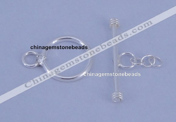 SSC08 5pcs 10mm donut 925 sterling silver toggle clasps