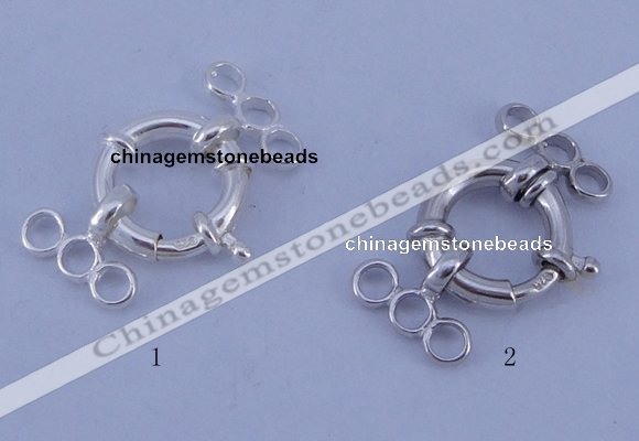 SSC211 5pcs three-strand 13.5mm 925 sterling silver spring rings clasps