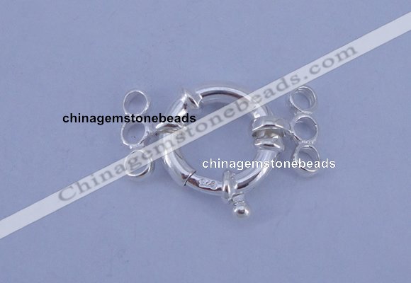 SSC212 5pcs three-strand 14.5mm sterling silver spring rings clasps