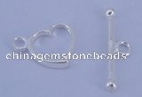 SSC30 5pcs 10*13.5mm heart 925 sterling silver toggle clasps