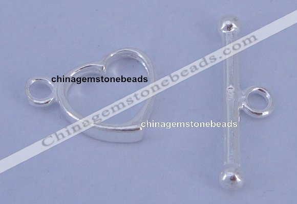 SSC30 5pcs 10*13.5mm heart 925 sterling silver toggle clasps